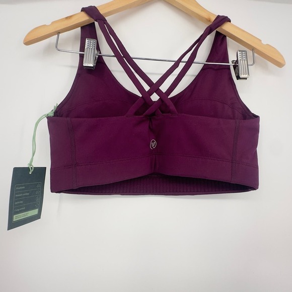 We Wander Flex‎ Stretch June Strappy Scoop Neck Sport Bra Dark Purple Medium - Picture 5 of 9